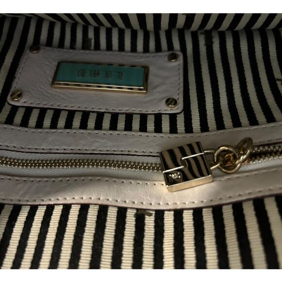 L.A.M.B. Jana Quilted Leather Stripe Clutch Cream Edgy Y2K Designer Bag - Picture 11 of 15